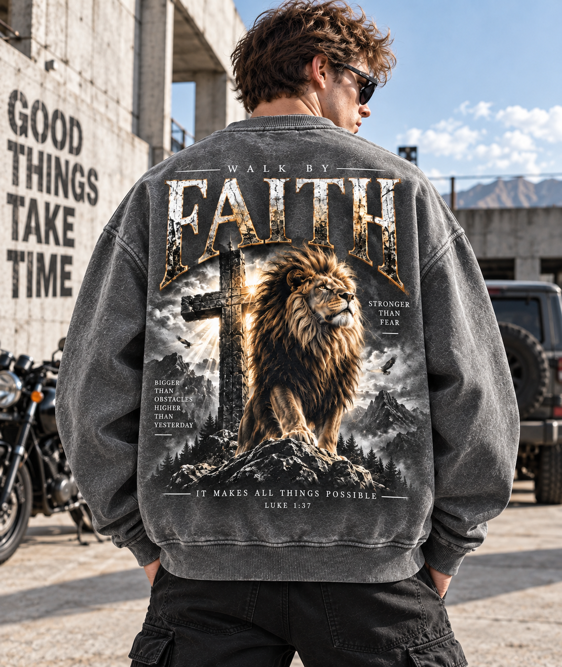 Walk By Faith – Vintage Lion Sweatshirt