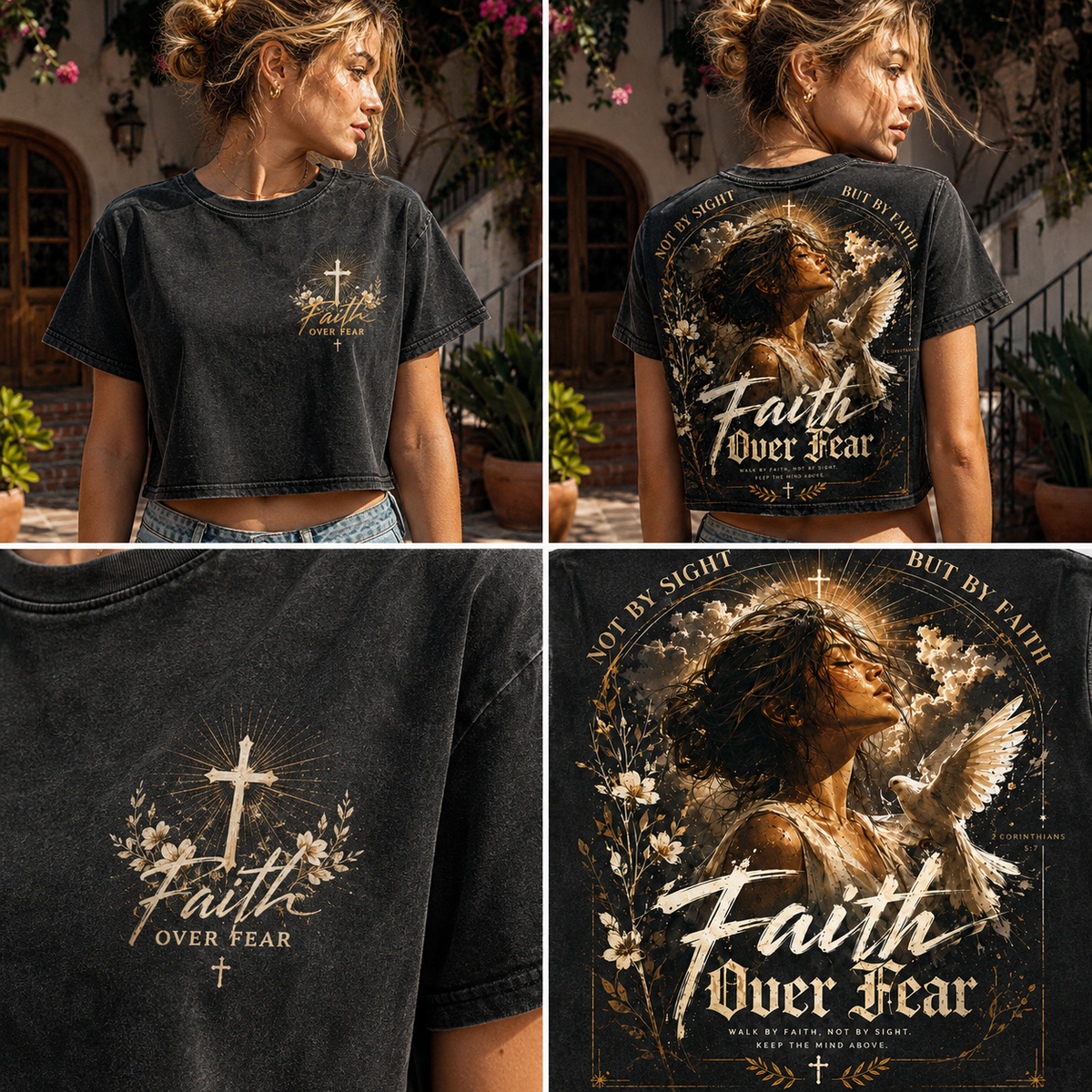 Faith Over Fear – Vintage Christian Crop Top