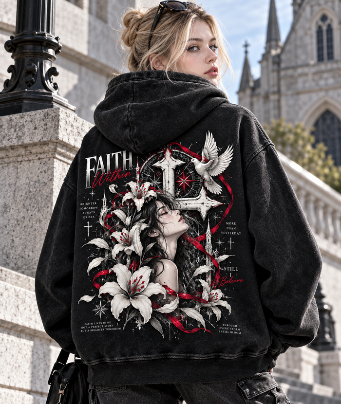 FAITH WITHIN – Vintage Gothic Hoodie
