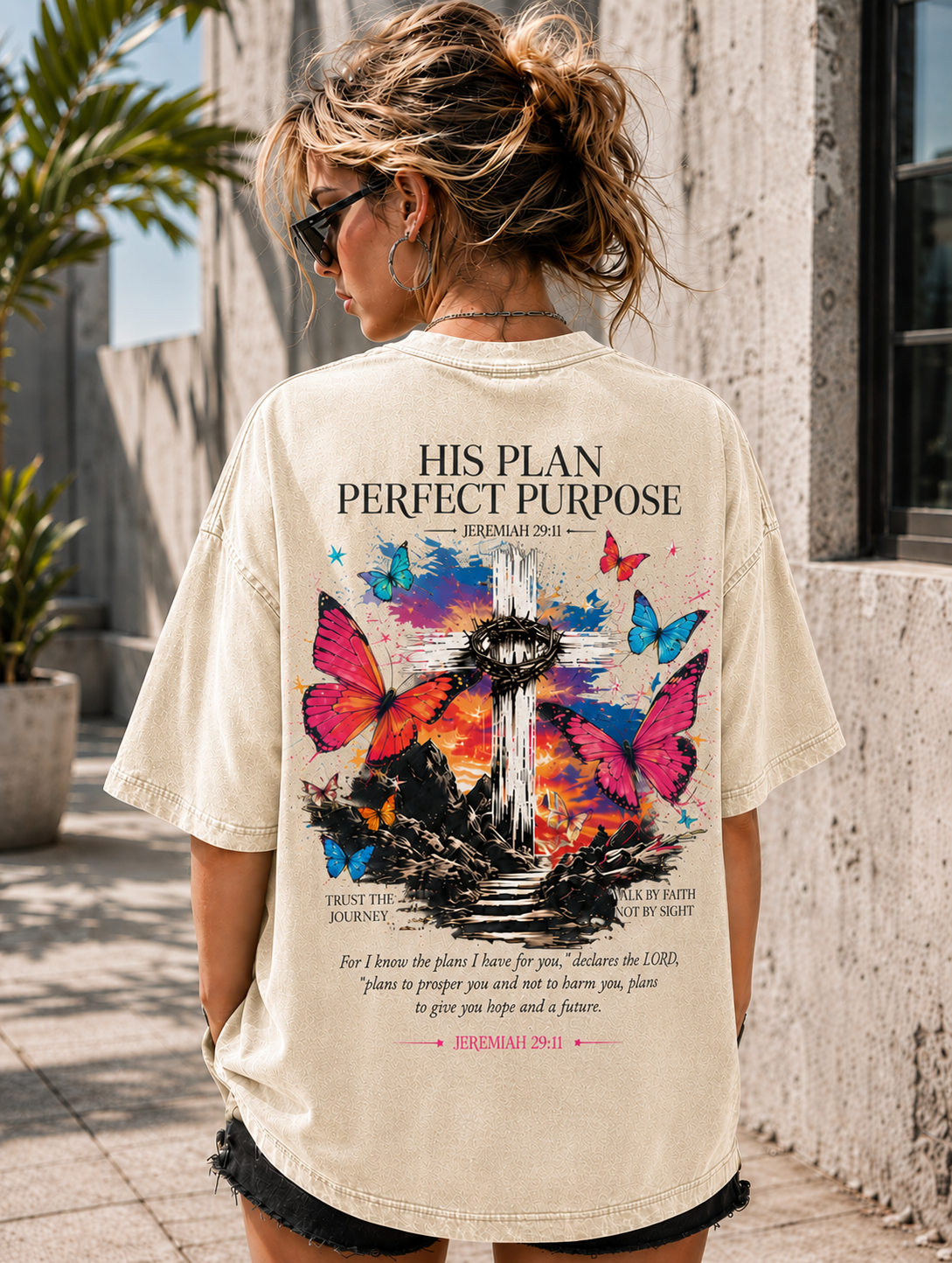 His Plan Perfect Purpose – Vintage Christian Oversized T-Shirt
