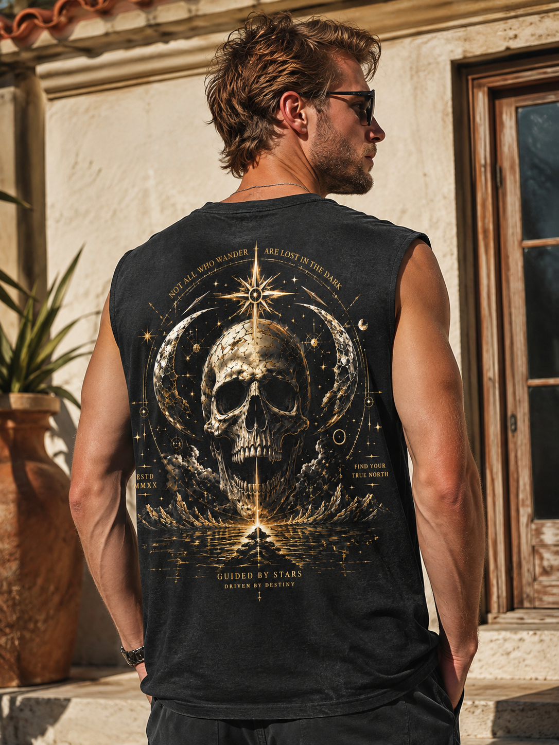 Guided by Stars Washed Black Muscle Tee