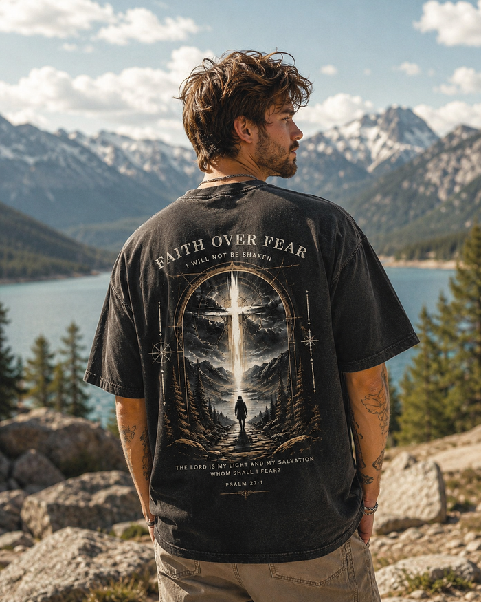 Faith Over Fear Vintage Graphic Tee – Premium Washed T-Shirt