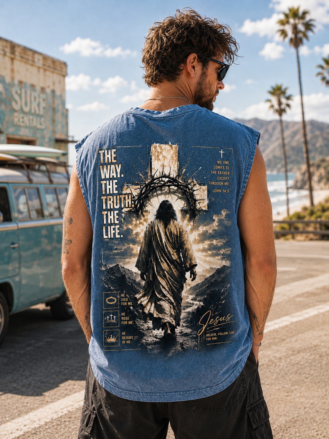 Jesus Faith Washed Black Muscle Tee