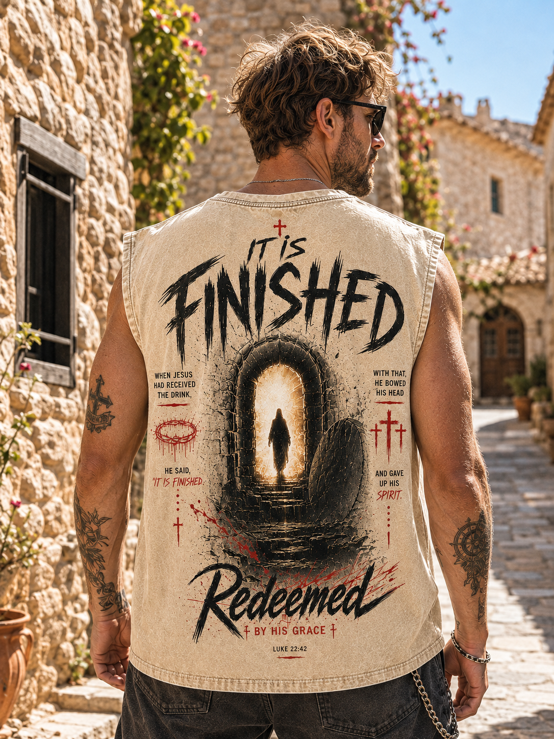 Redeemed by His Grace – Vintage Washed Black Tee