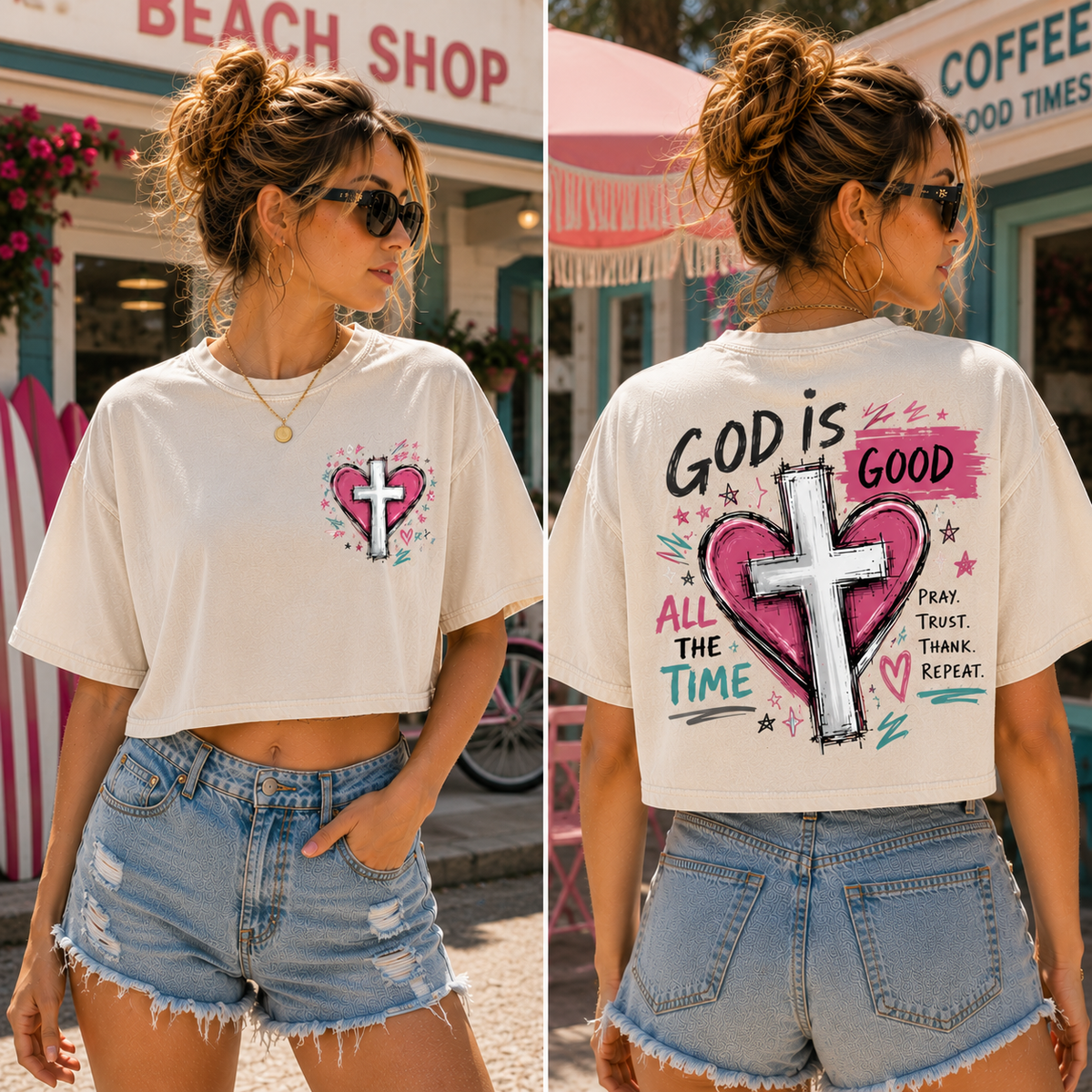 God Is Good – Faith Graphic Washed Crop Top