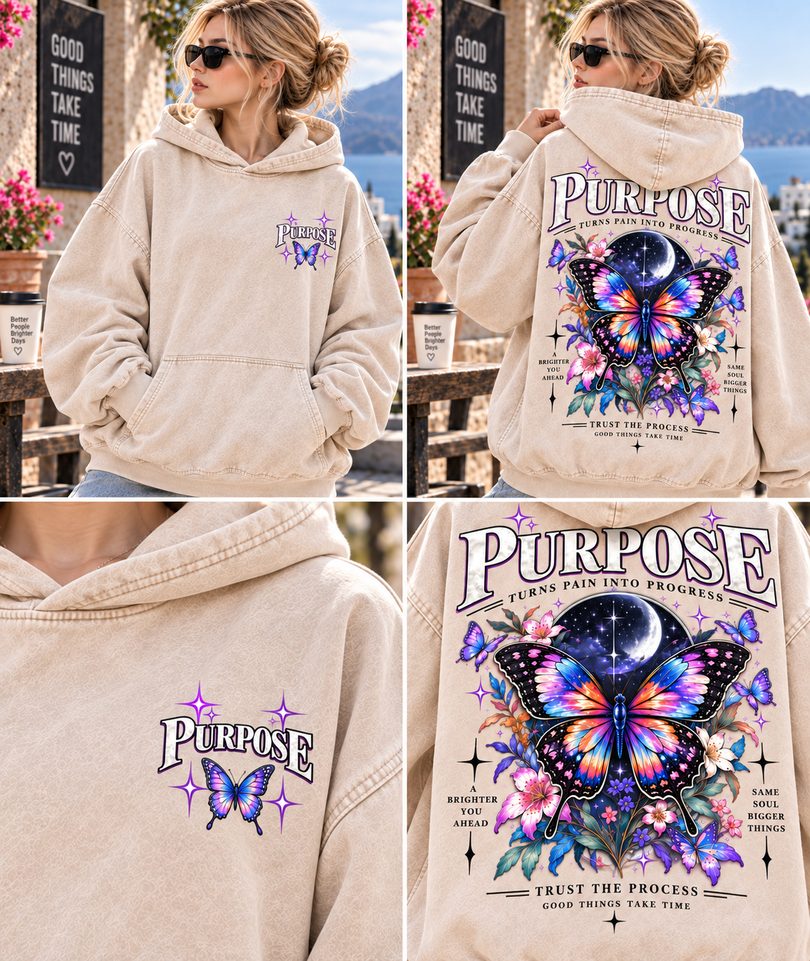 Purpose Butterfly Oversized Washed Hoodie