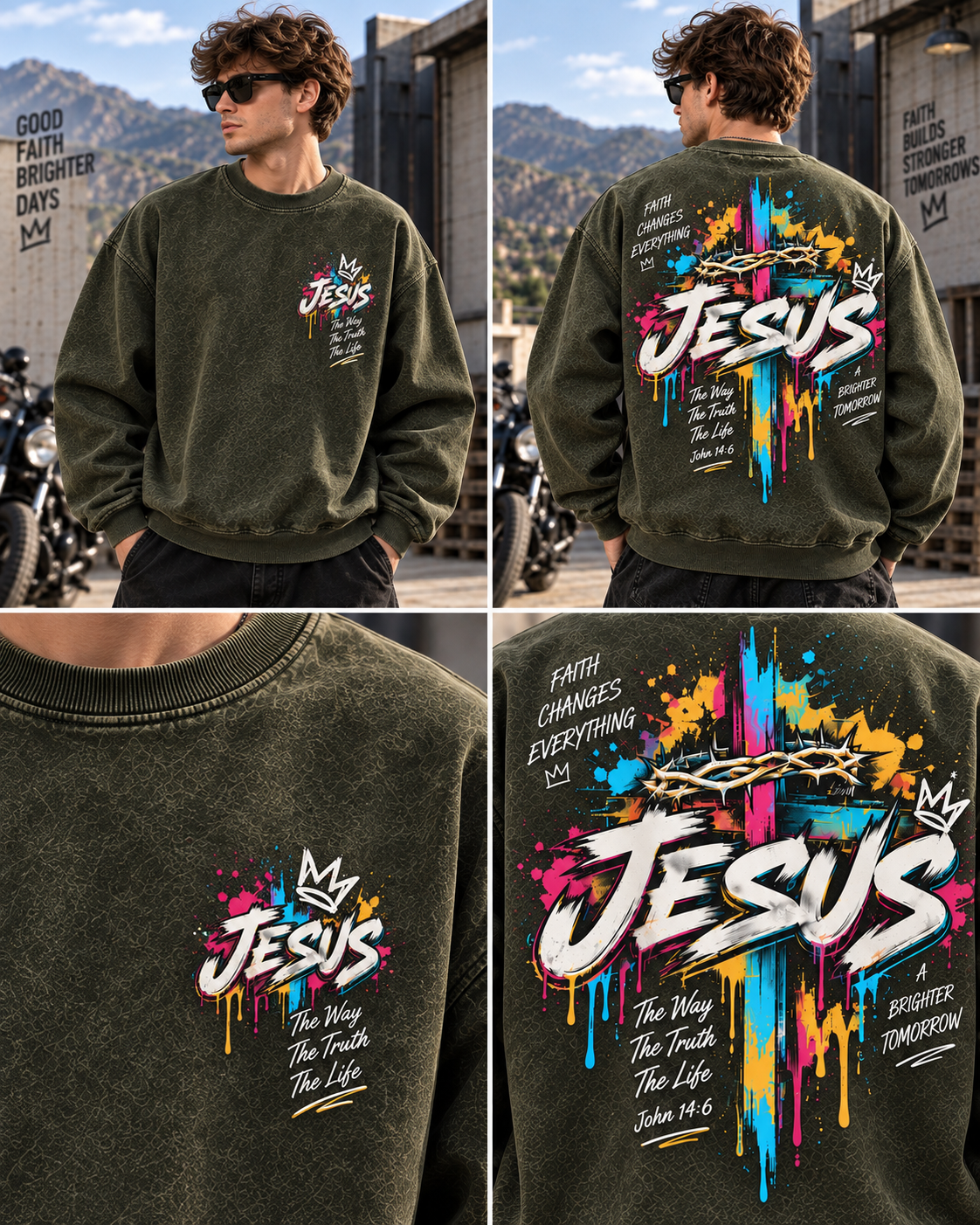 Jesus Faith Vintage Washed Sweatshirt