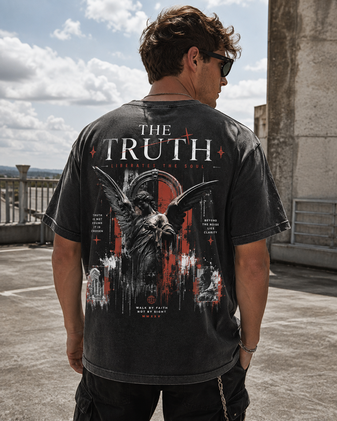 The Truth Angel Vintage Washed Graphic T-Shirt