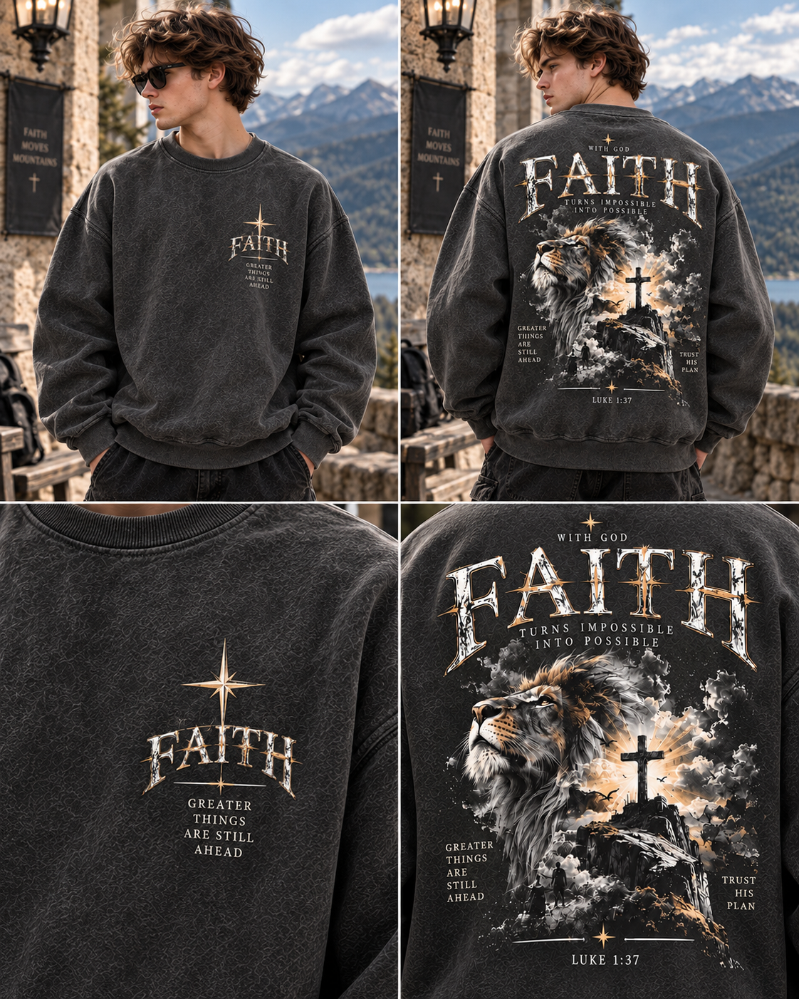 Faith Lion – Vintage Christian Sweatshirt