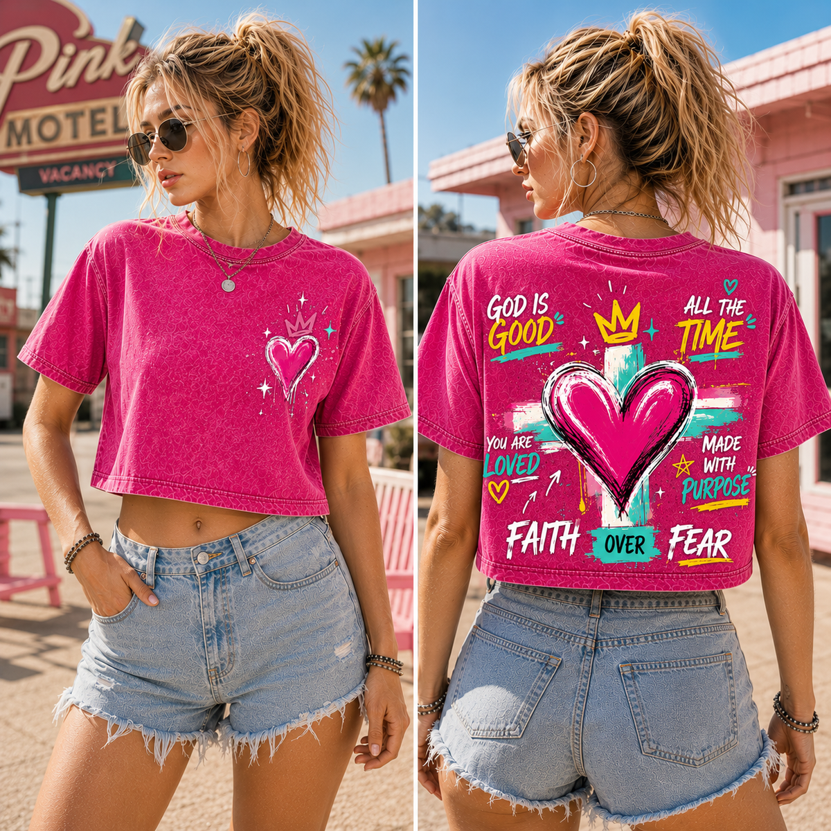 Faith Over Fear – Vintage Washed Crop Top