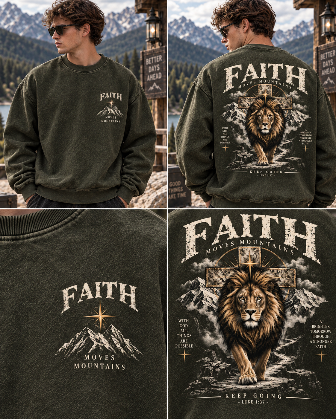 Faith Moves Mountains – Vintage Lion Sweatshirt
