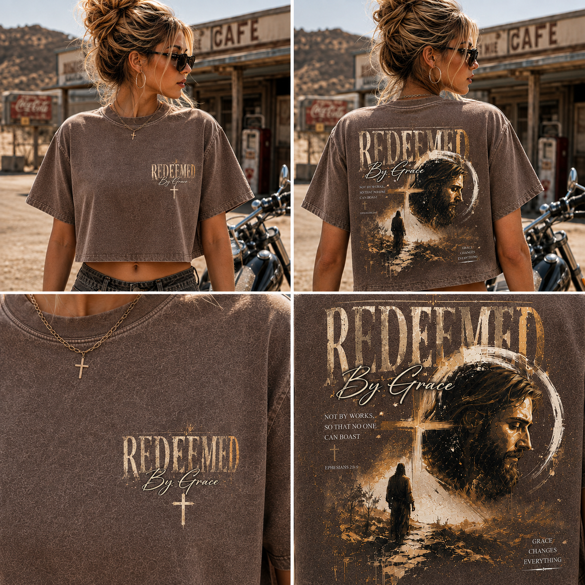 Redeemed By Grace – Vintage Christian Crop Top