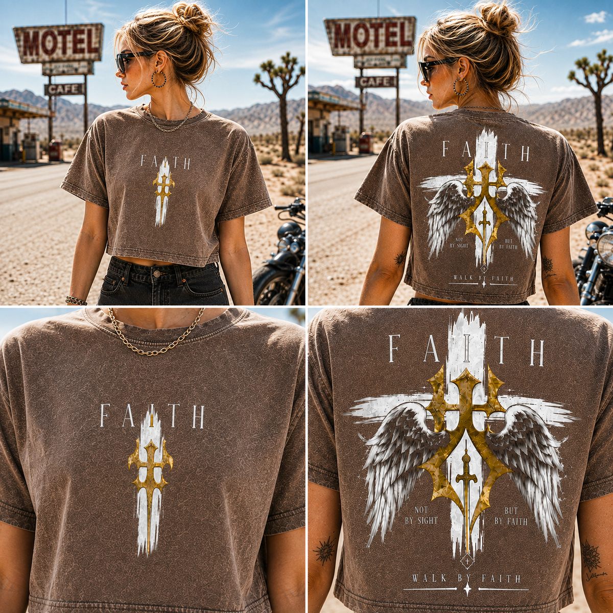 Faith Walk Vintage Crop Top – Faith Wings Graphic Tee