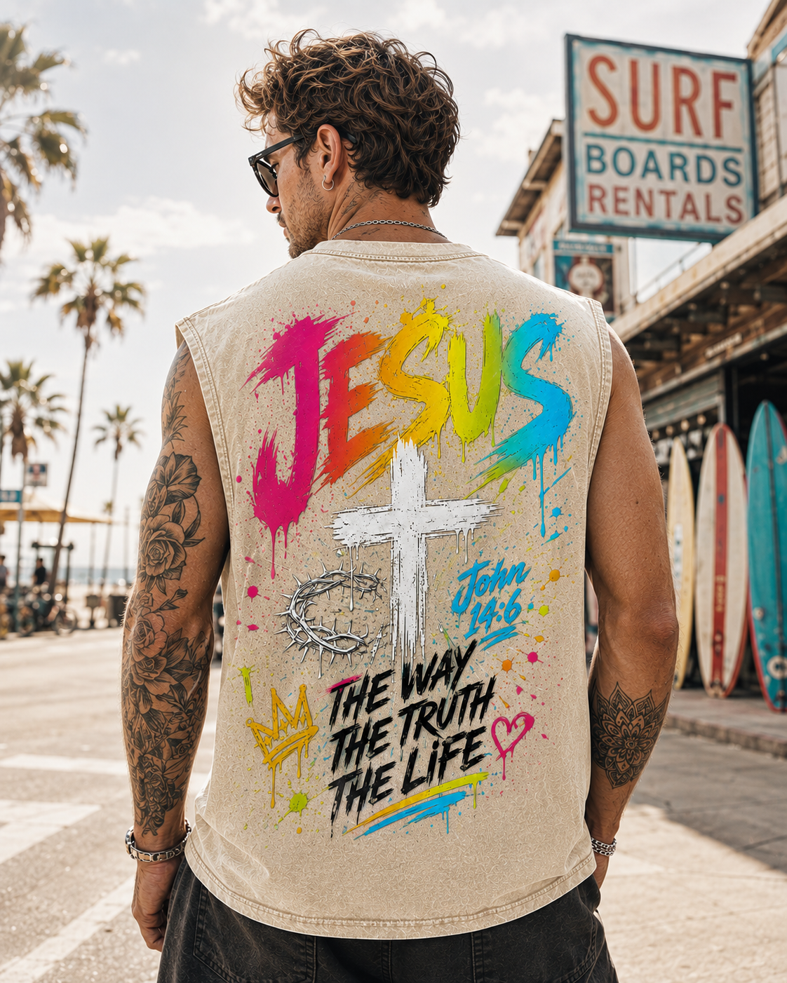 JESUS Graffiti Faith Wash Tank – The Way, The Truth, The Life
