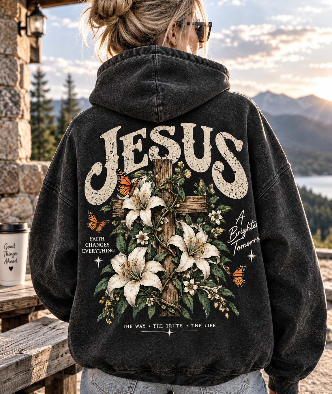 Jesus Floral Faith Hoodie – Vintage Christian Design