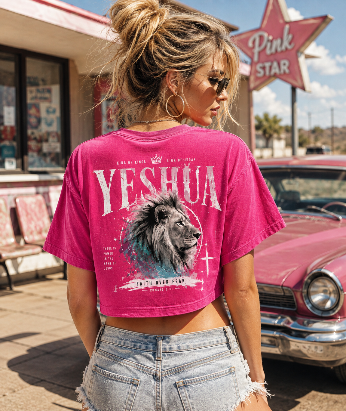 YESHUA Lion of Judah Crop Top – Vintage Faith Tee