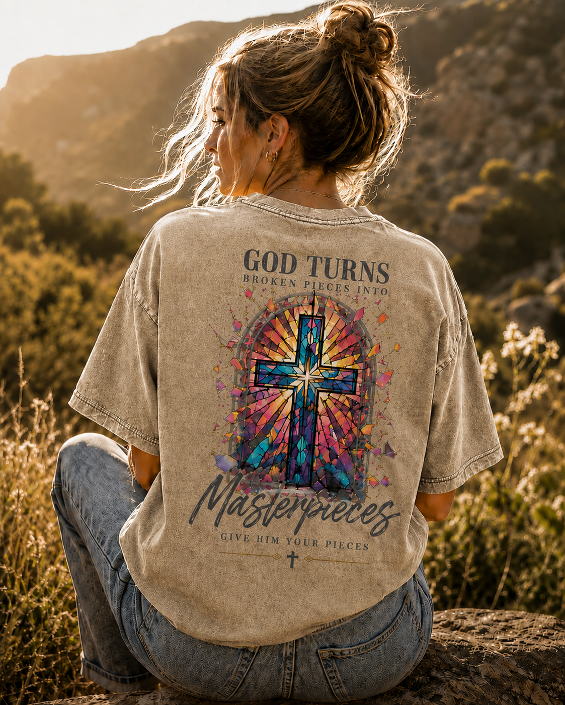 Christian Masterpieces Cross T-Shirt – Vintage Washed Graphic Tee
