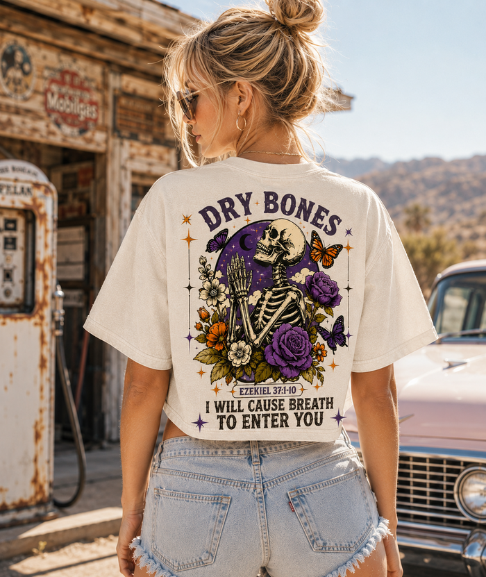 Dry Bones Vintage Graphic Crop Top – Washed Tee