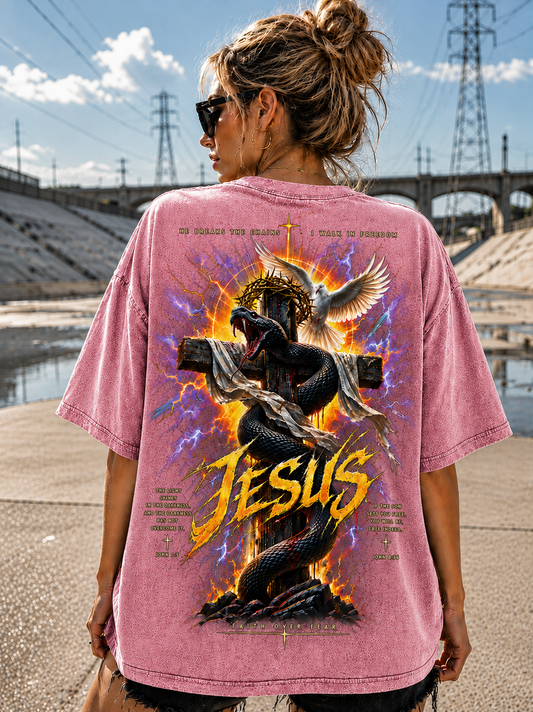 Jesus Faith Over Fear Vintage Graphic T-Shirt