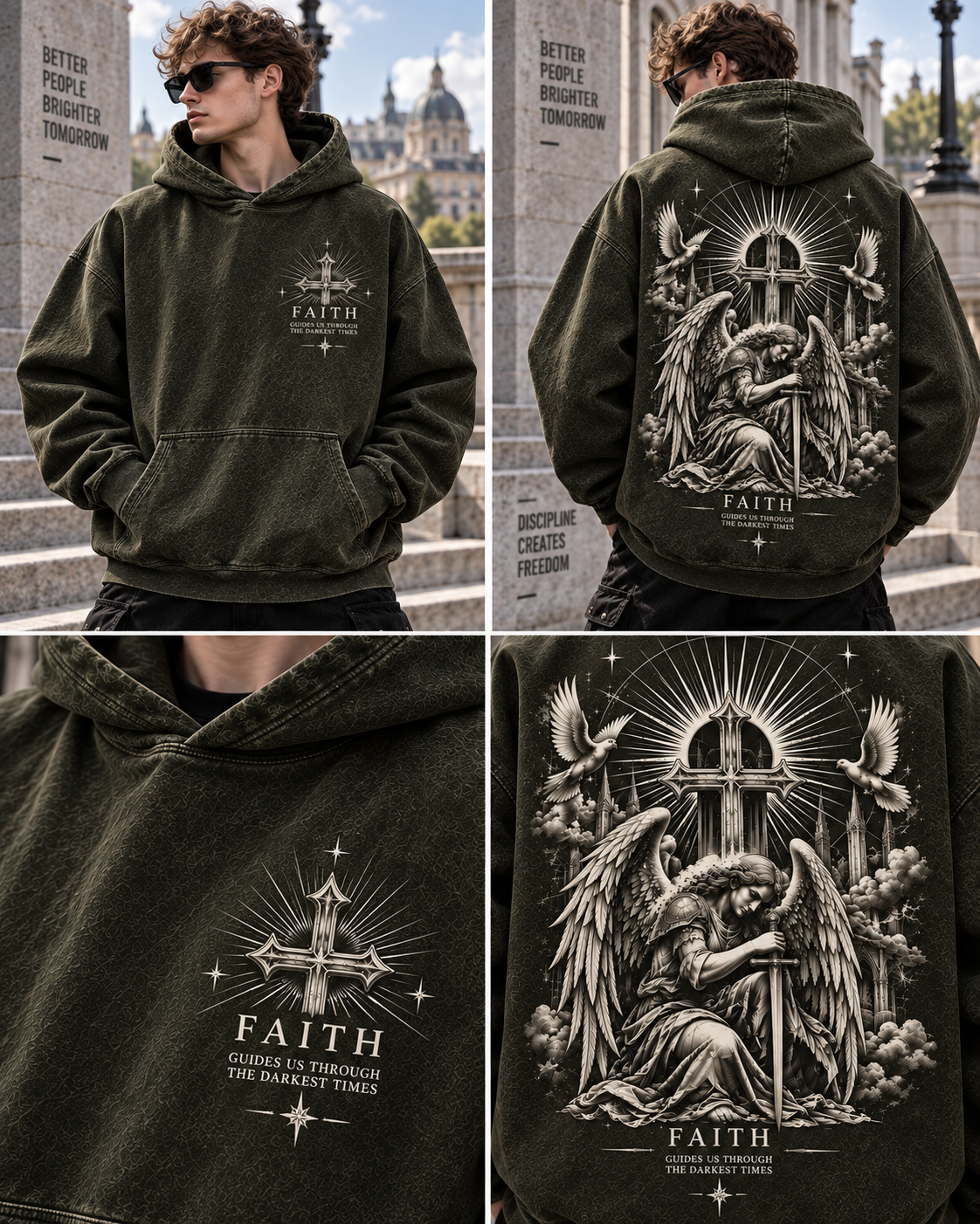Faith Angel Vintage Hoodie – Faith Guides Us Through the Darkest Times