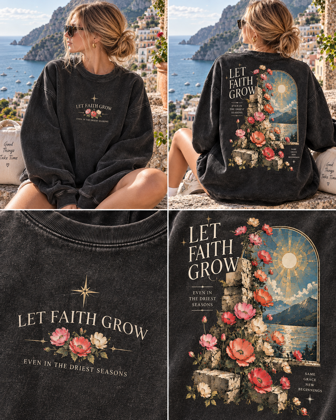 Let Faith Grow – Vintage Floral Sweatshirt