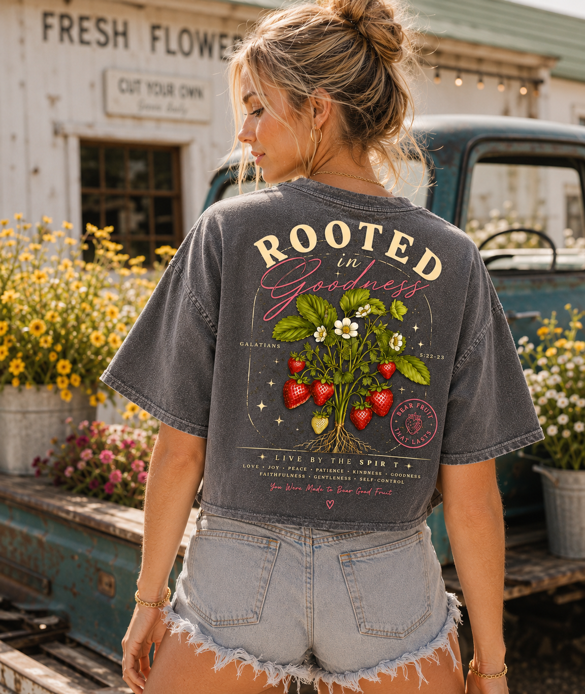 Rooted in Goodness – Vintage Strawberry Crop Tee