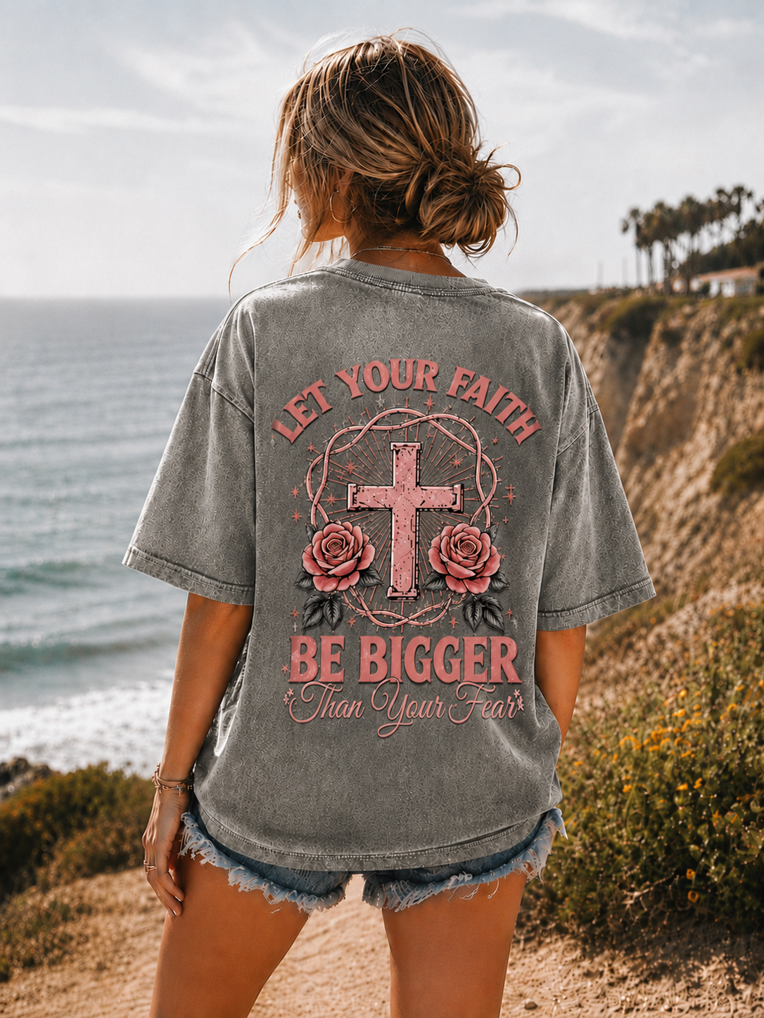 Faith Over Fear – Vintage Washed Graphic Tee