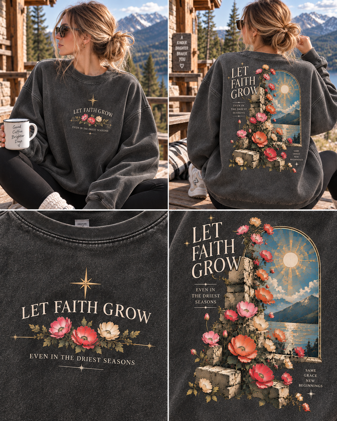 Let Faith Grow – Vintage Floral Sweatshirt