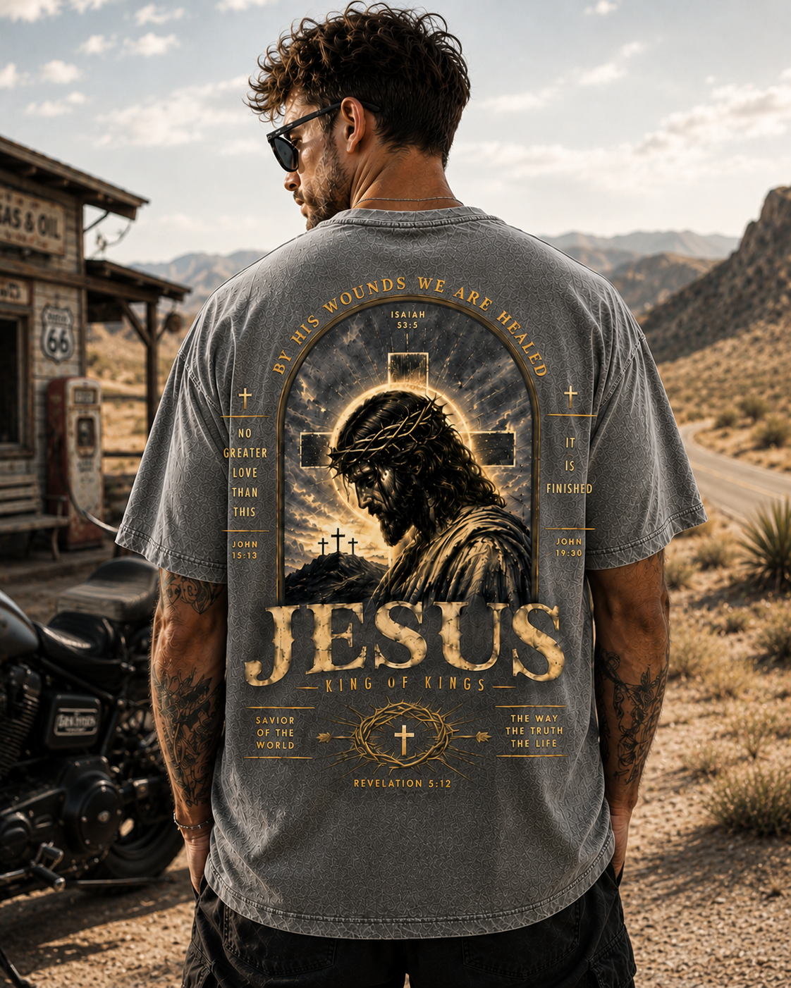 Jesus King of Kings – Vintage Washed Black Christian Graphic T-Shirt