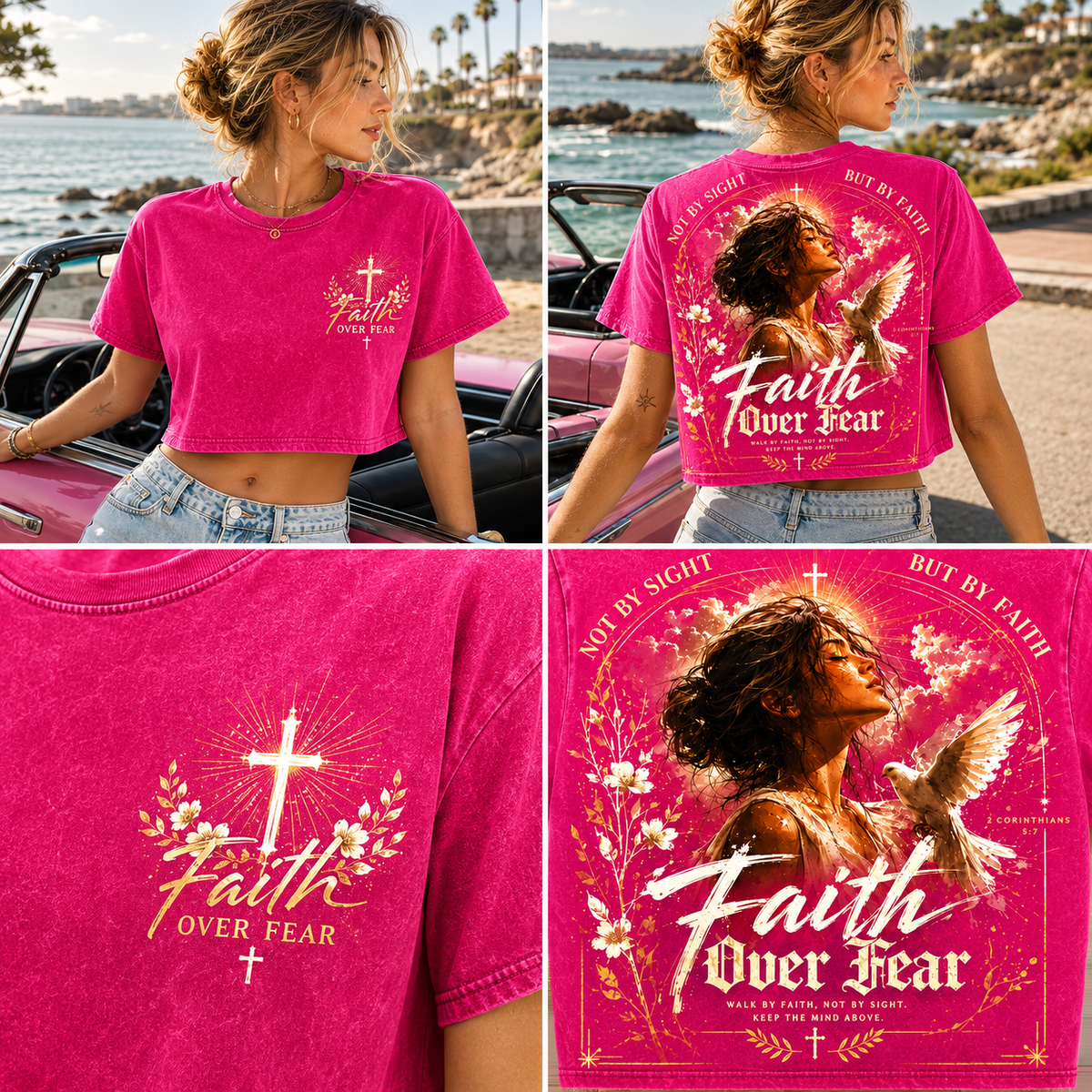 Faith Over Fear – Vintage Christian Crop Top