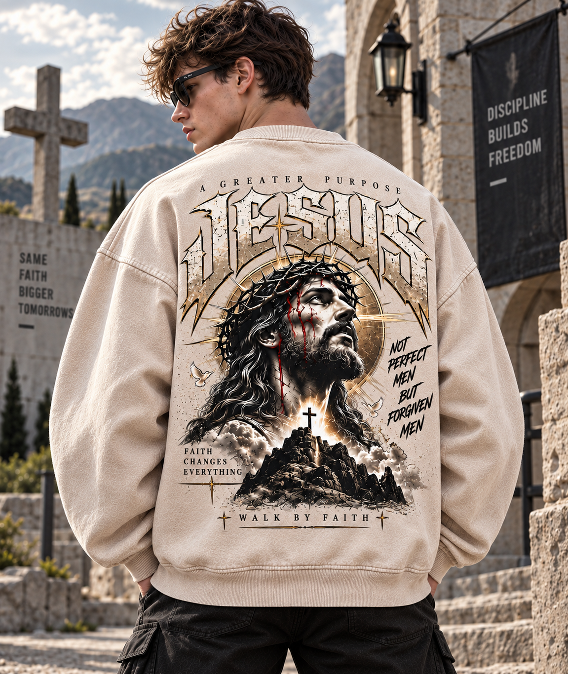 JESUS Faith Vintage Sweatshirt – A Greater Purpose