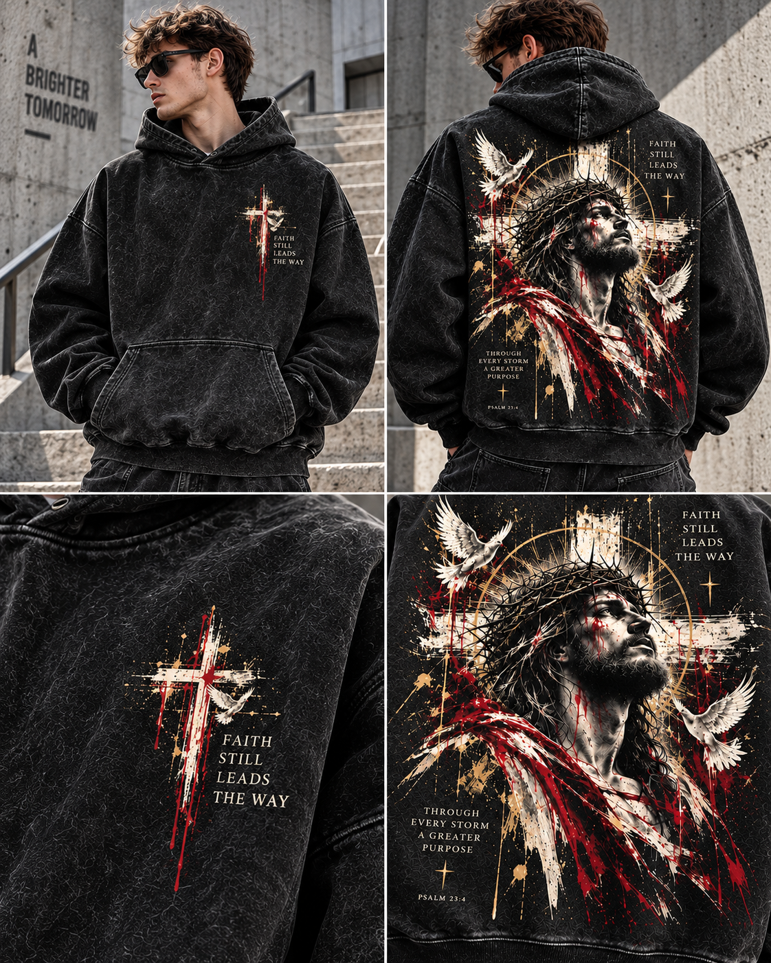 Faith Still Leads The Way – Vintage Christian Wash Hoodie