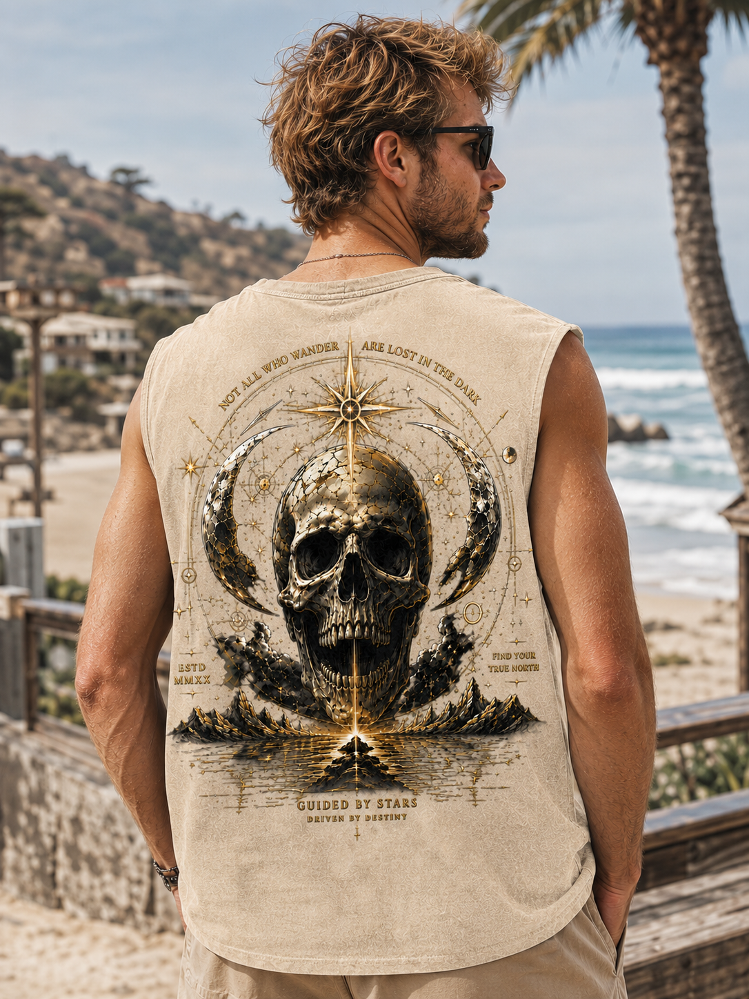 Guided by Stars Washed Black Muscle Tee