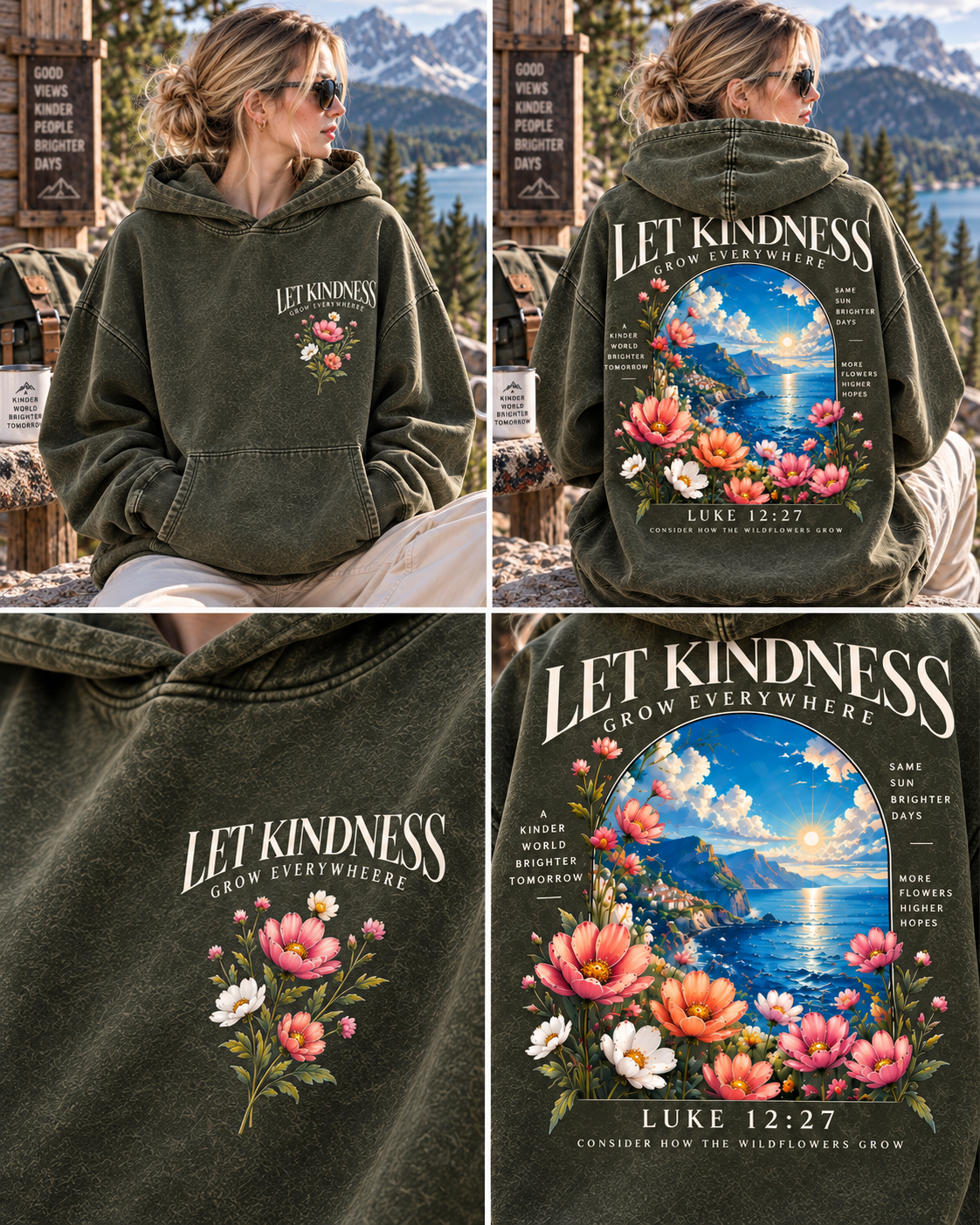 LET KINDNESS GROW Hoodie – Vintage Floral