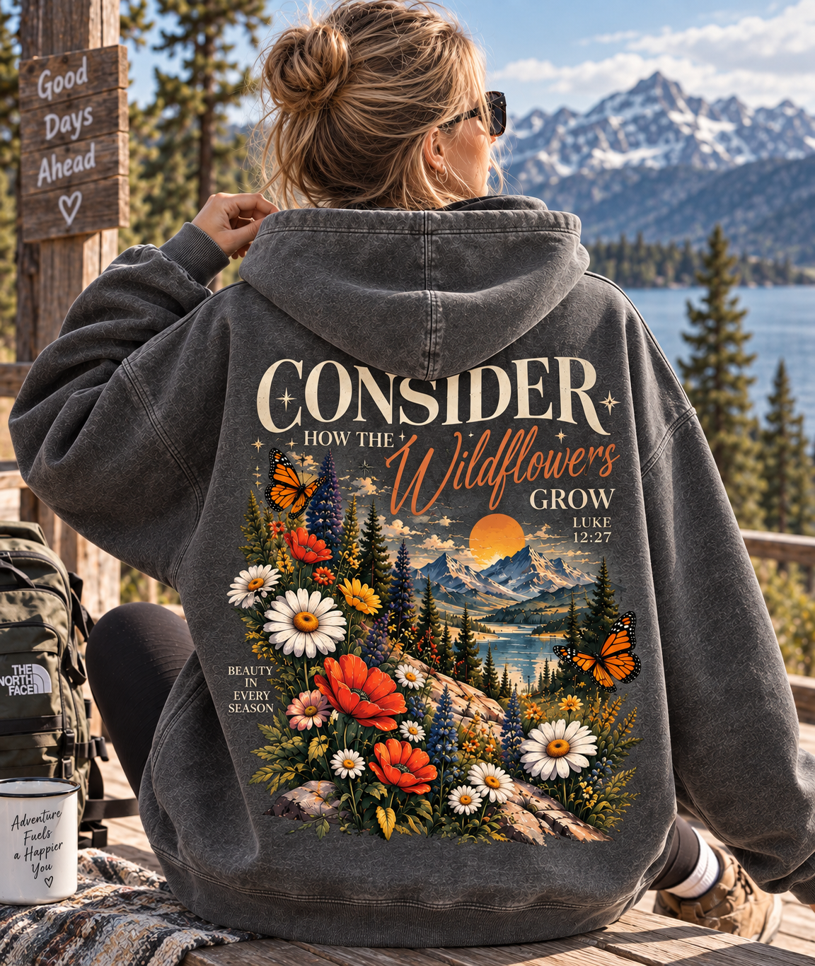 Consider Wildflowers Vintage Hoodie – Mountain & Floral