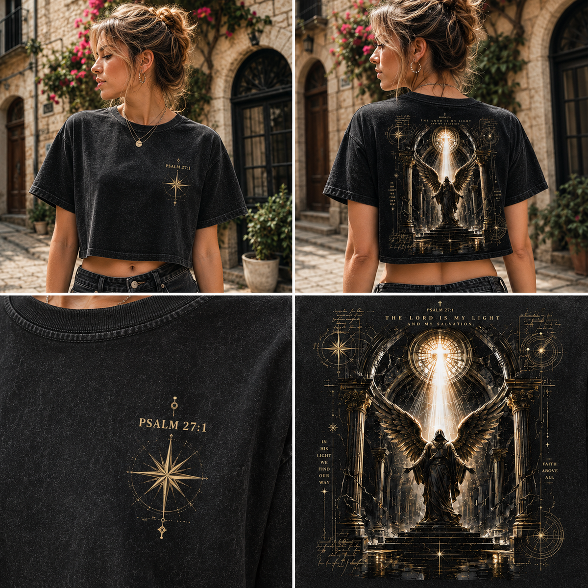 Psalm 27:1 Angel Vintage Crop Top