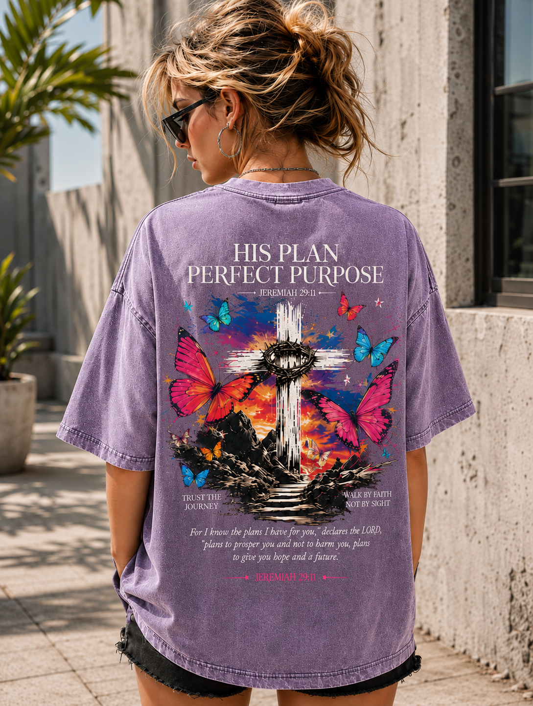 His Plan Perfect Purpose – Vintage Christian Oversized T-Shirt