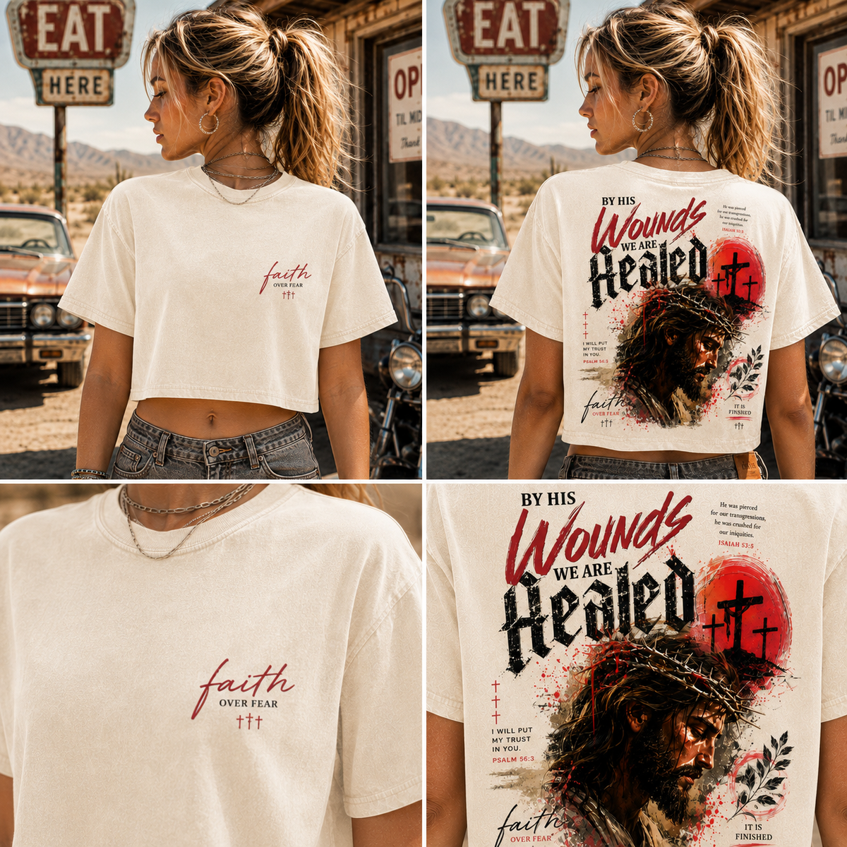 Faith Over Fear – Vintage Christian Crop Tee