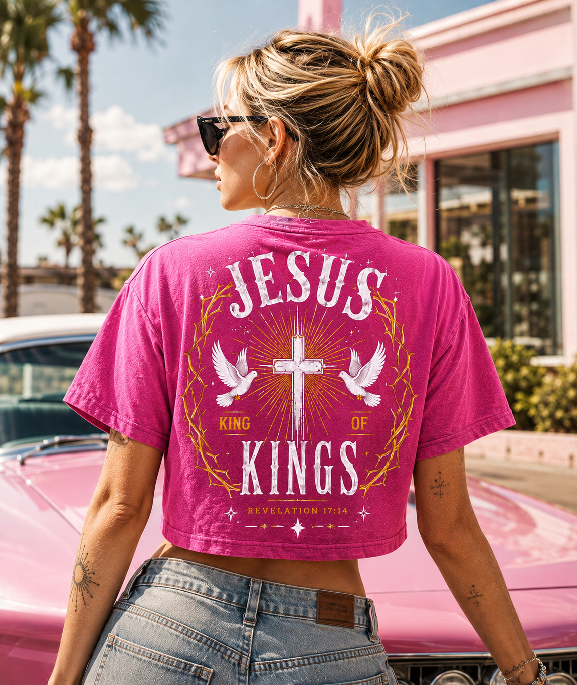 Jesus King of Kings – Vintage Christian Crop Tee