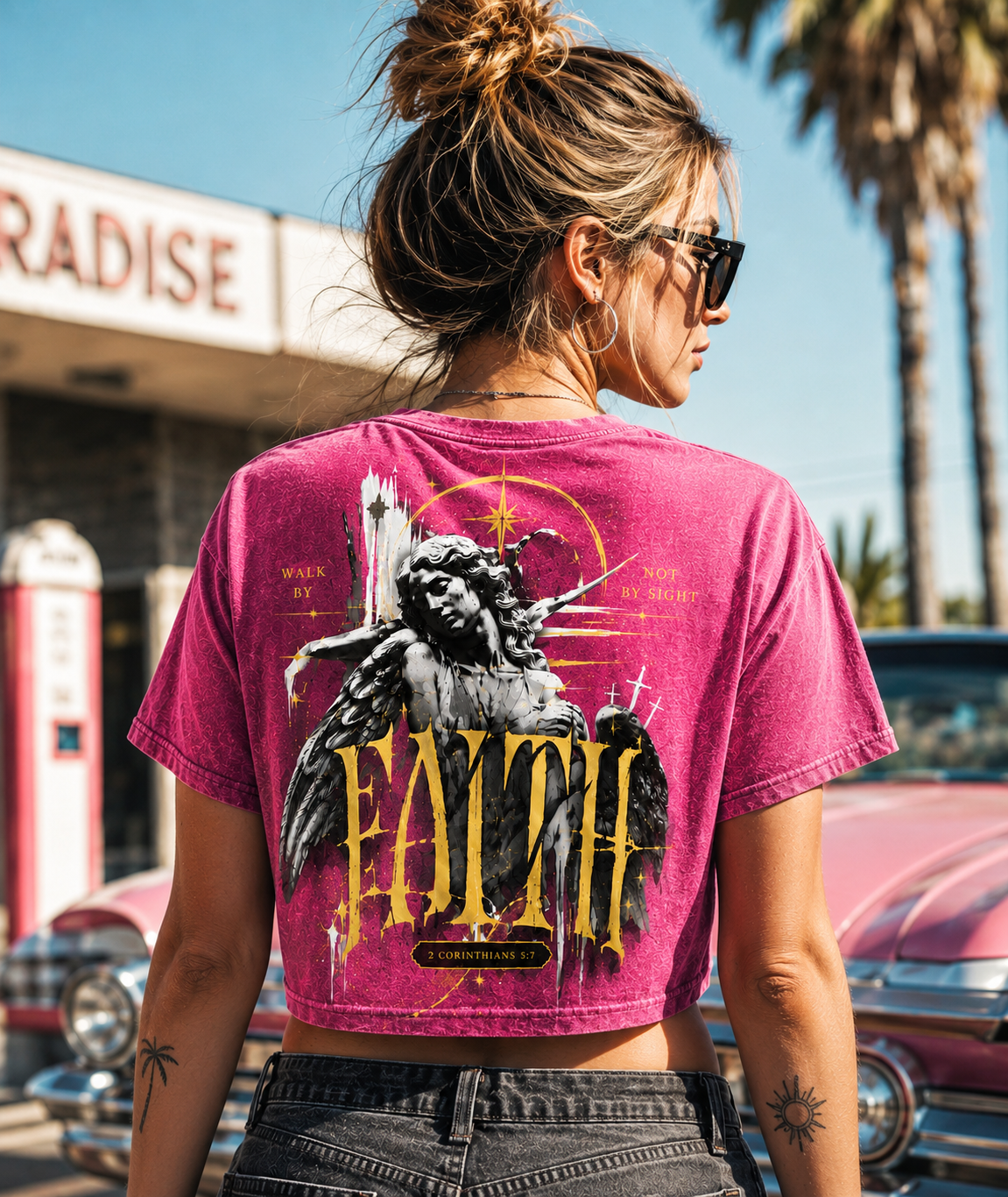 Faith Angel Crop Top – Vintage Faith Graphic Tee