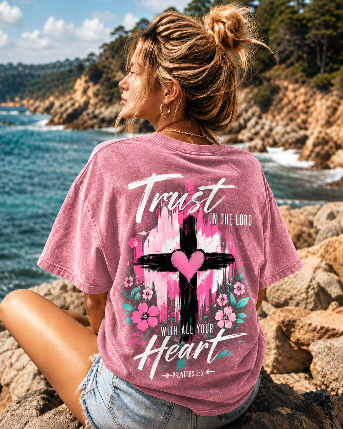 Trust in the Lord Heart Cross Tee – Vintage Washed T-Shirt