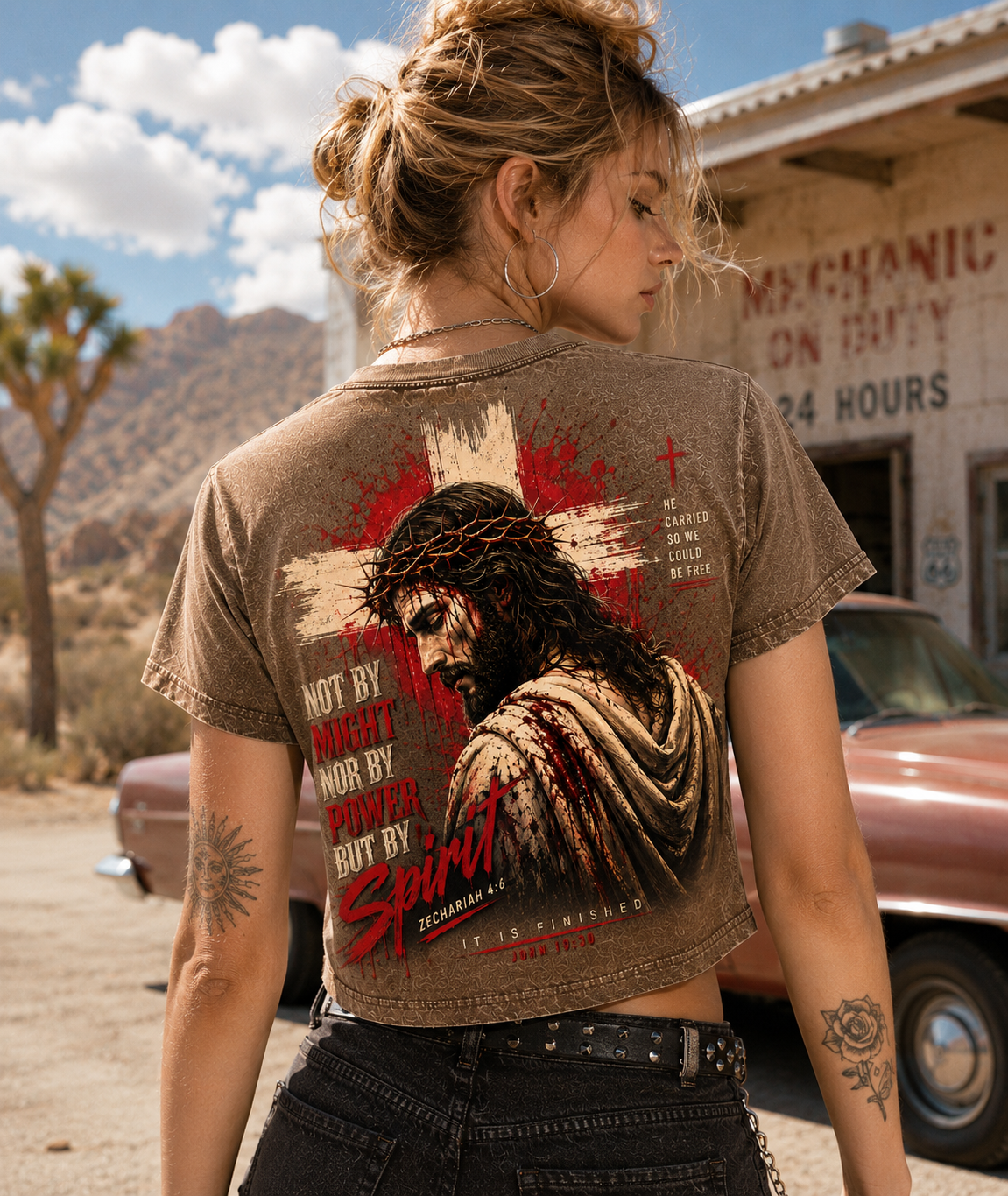 Jesus Spirit Vintage Crop Top – Faith Graphic Tee