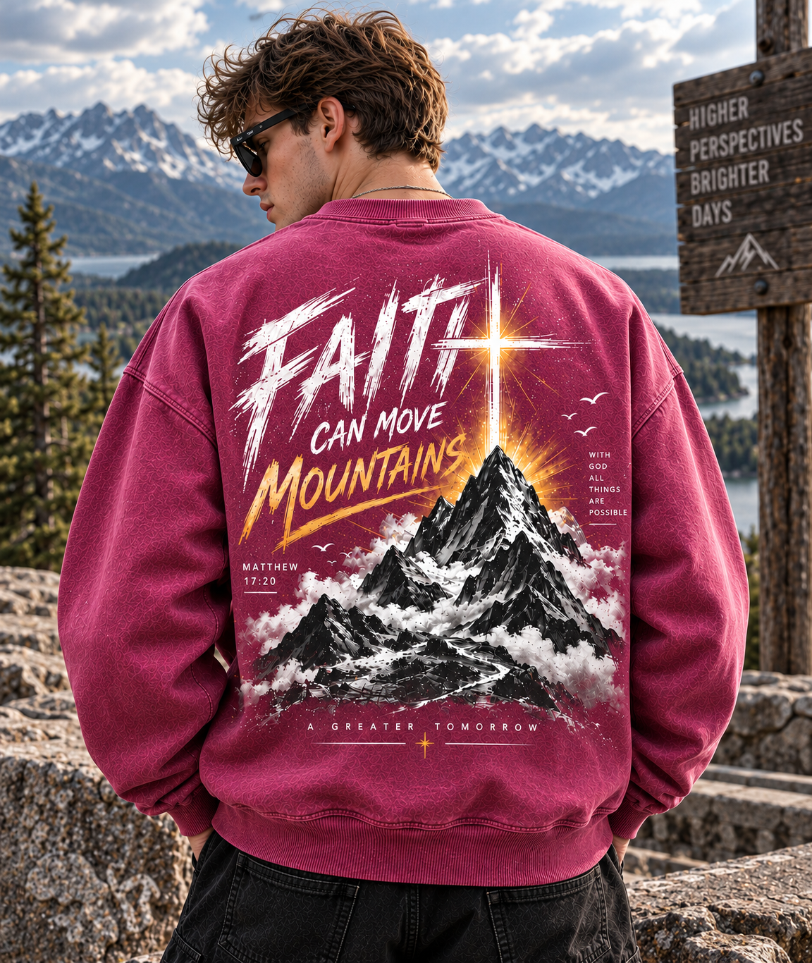 Faith Can Move Mountains – Vintage Mountain Sweatshirt
