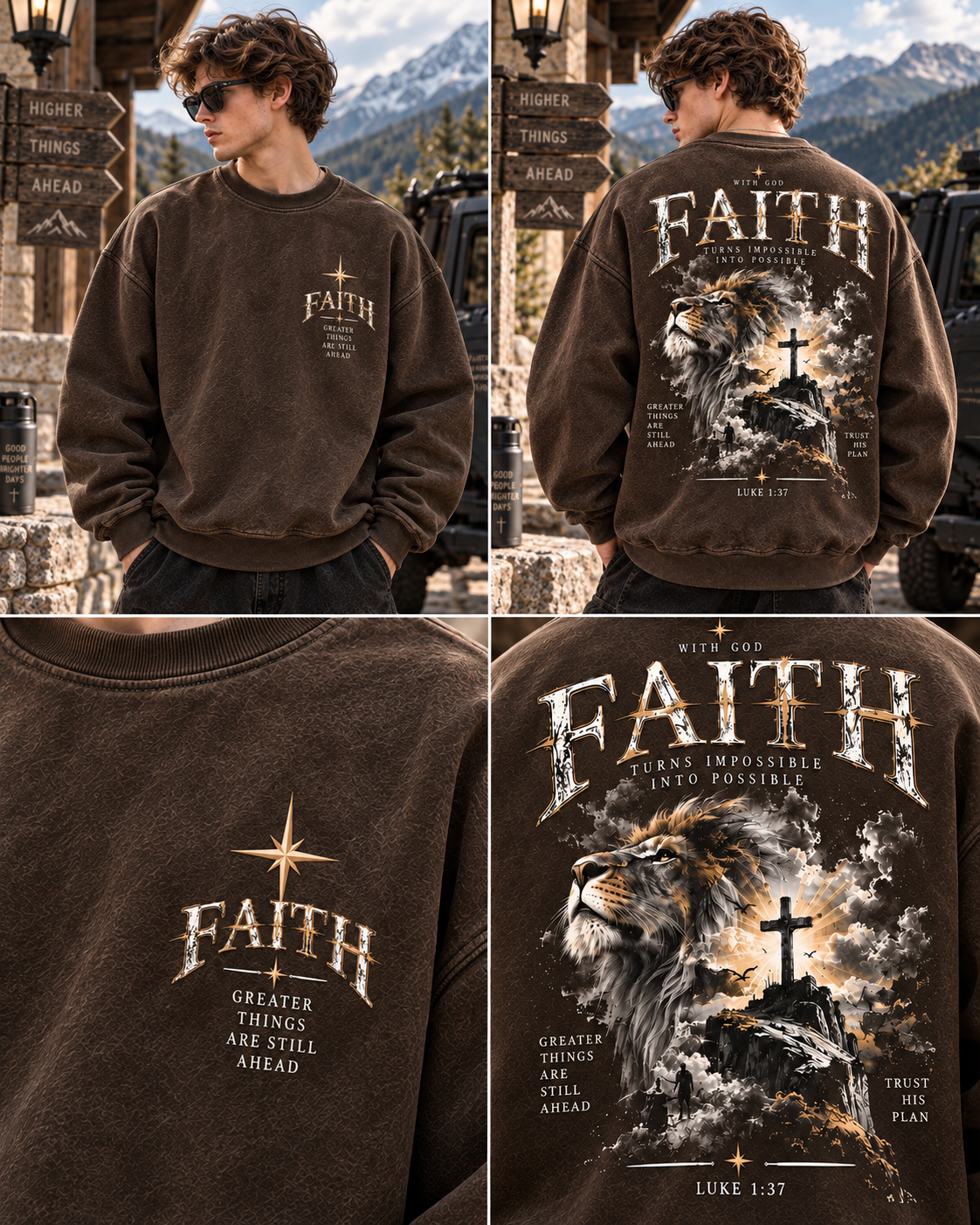 Faith Lion – Vintage Christian Sweatshirt