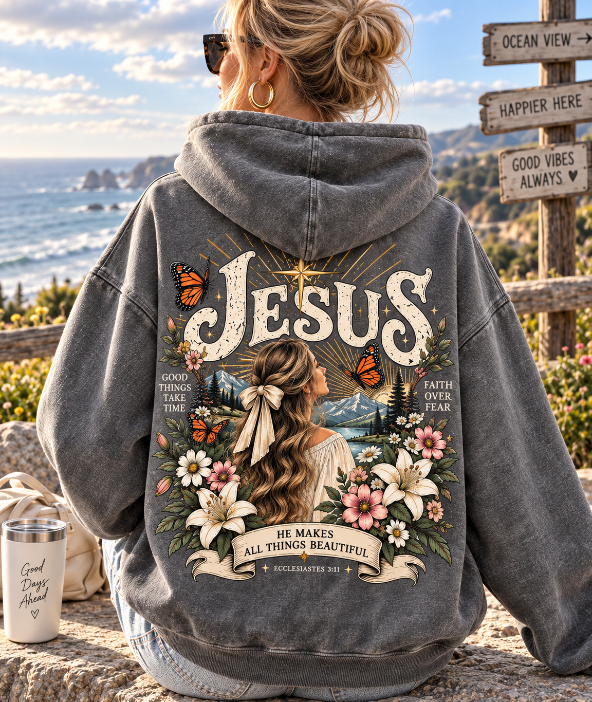 Vintage Faith & Butterfly Hoodie