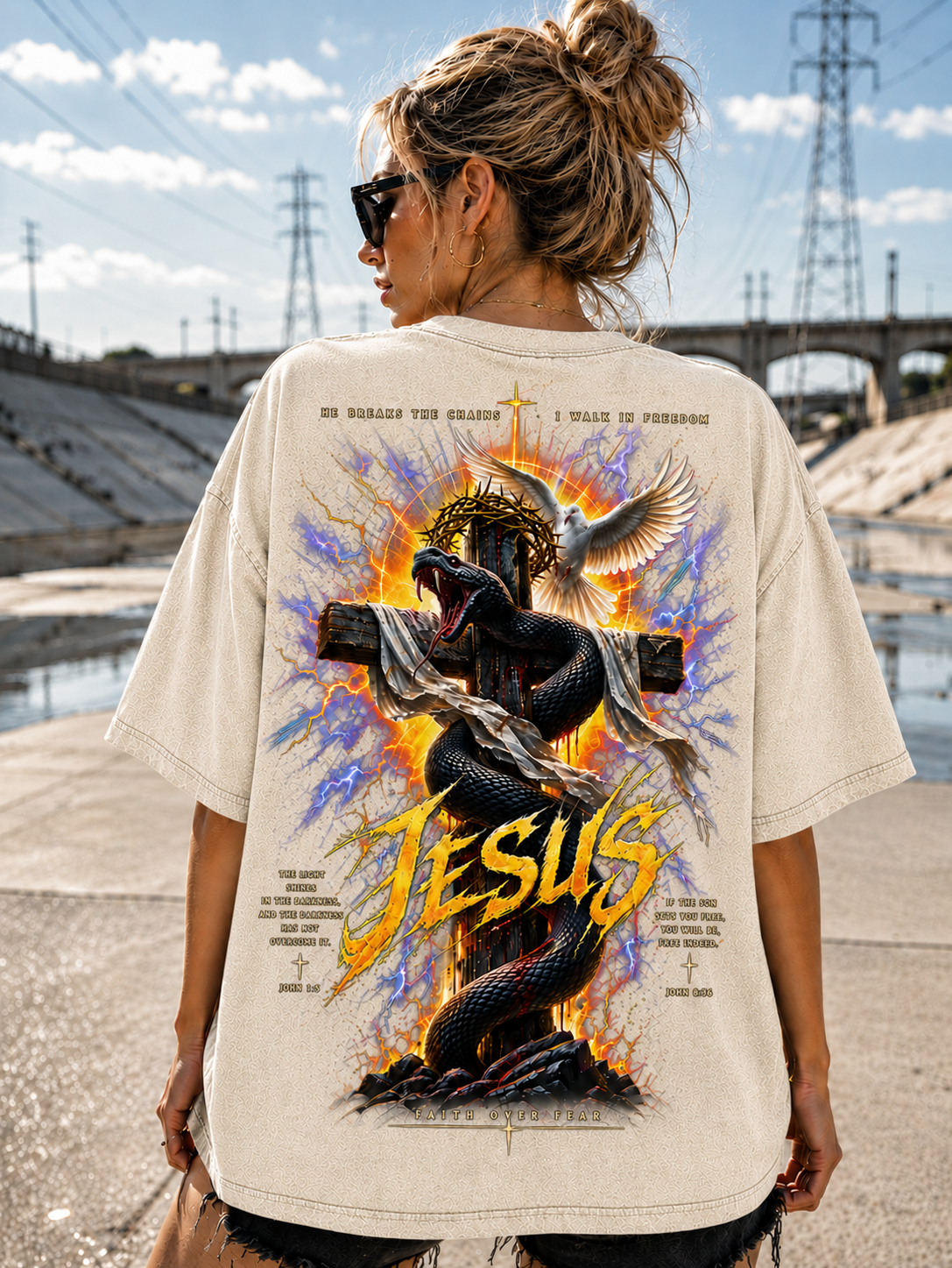 Jesus Faith Over Fear Vintage Graphic T-Shirt