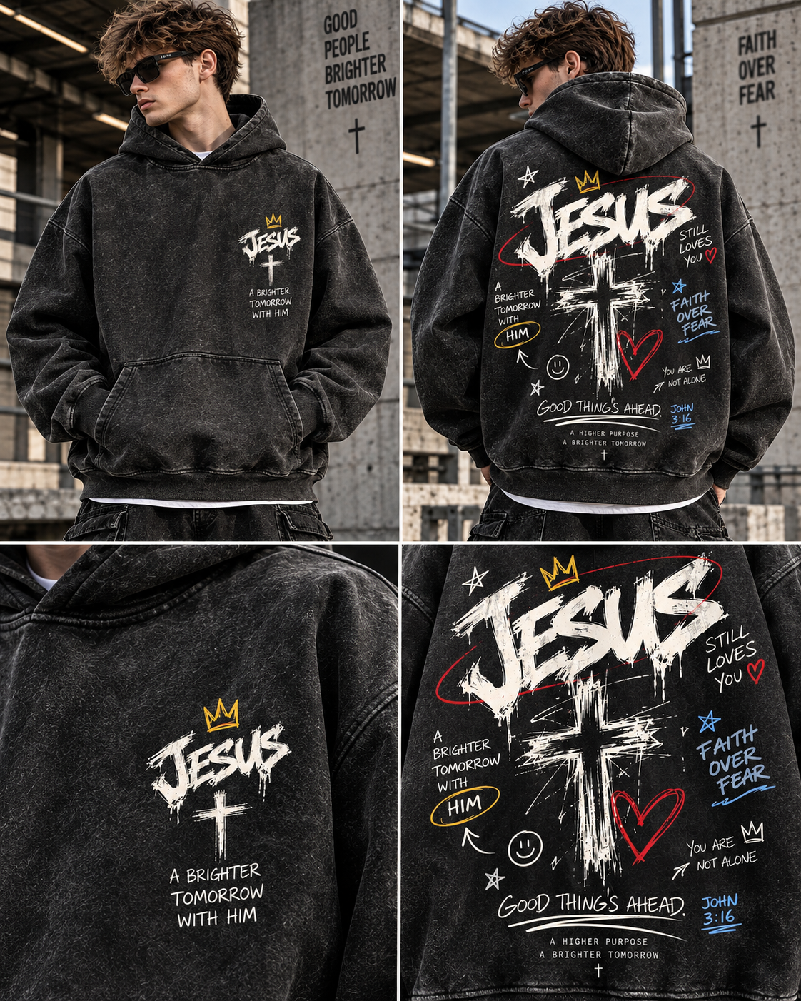 JESUS Faith Over Fear – Vintage Wash Hoodie