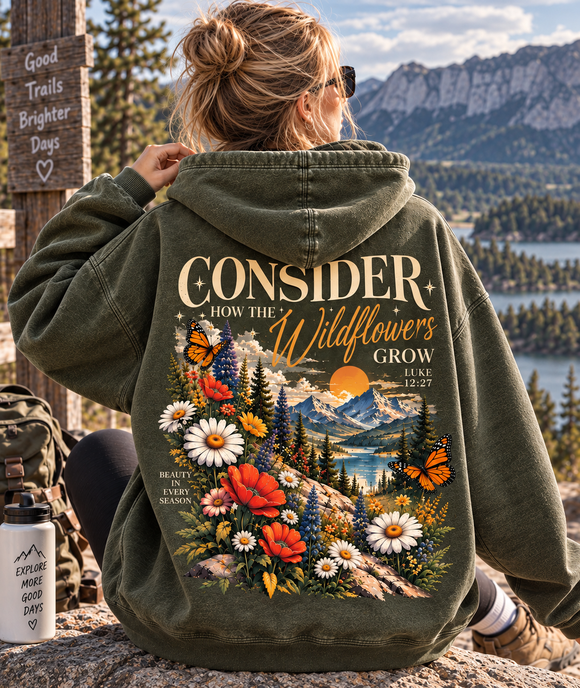 Consider Wildflowers Vintage Hoodie – Mountain & Floral