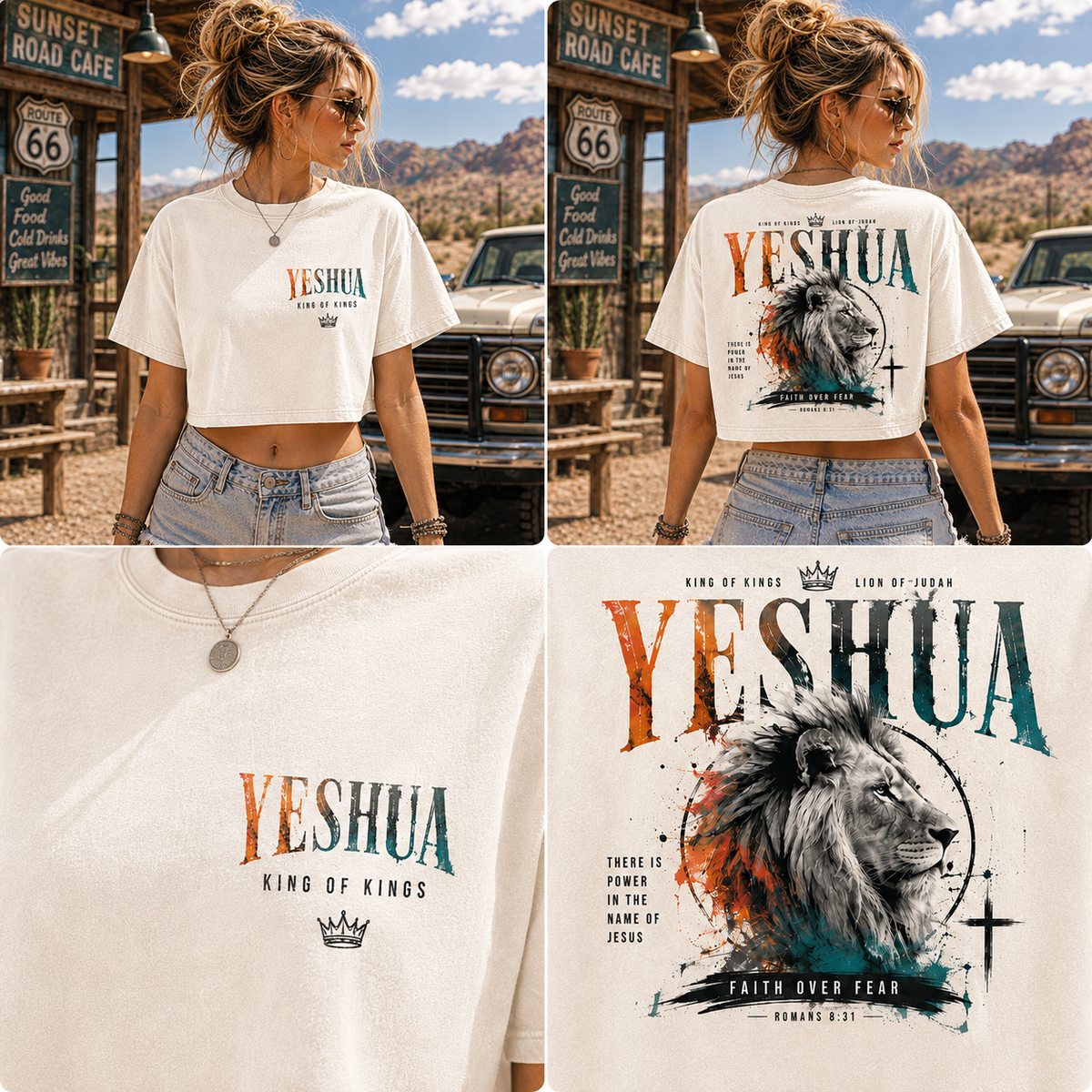 YESHUA Lion of Judah Crop Top – Vintage Faith Tee