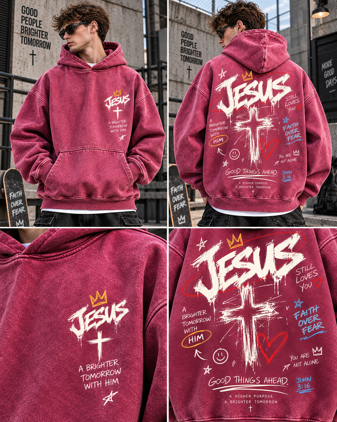 JESUS Faith Over Fear – Vintage Wash Hoodie